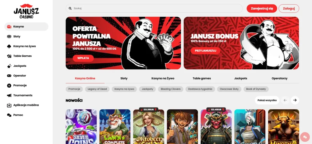 Aktualna oferta powitalna Janusz Casino